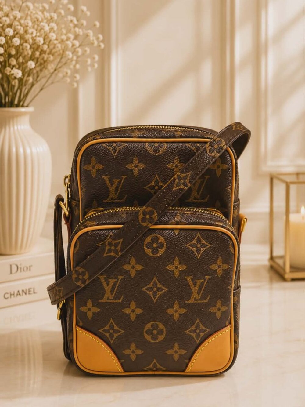 Authentic Louis Vuitton Amazone Monogram Crossbody Bag Vintage LV Brown